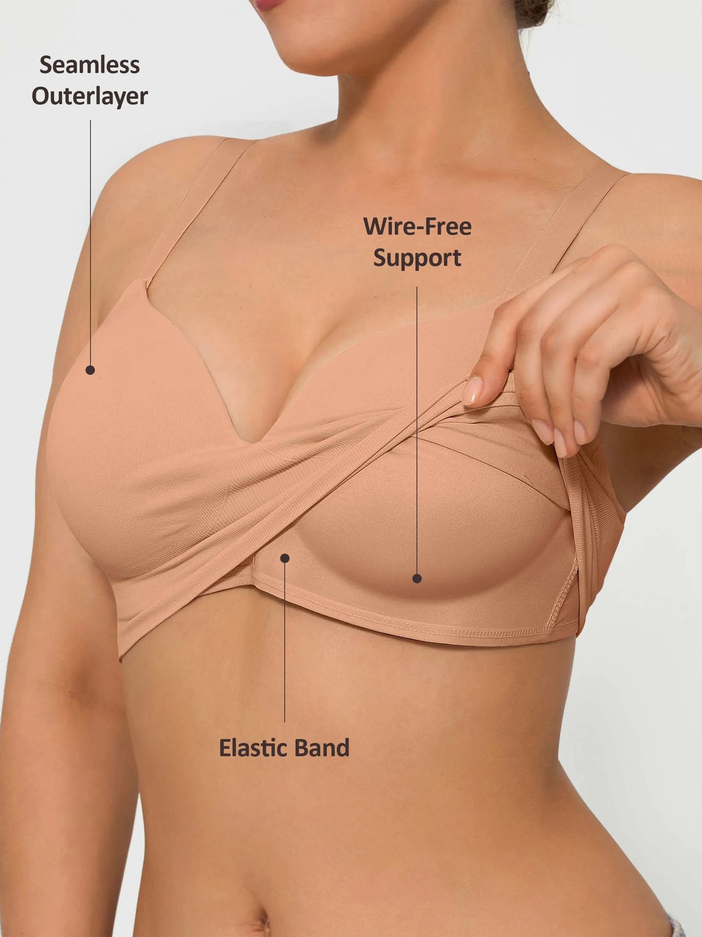 Feelingirl Wireless Push-Up Seamless Comfort Full Coverage Bra