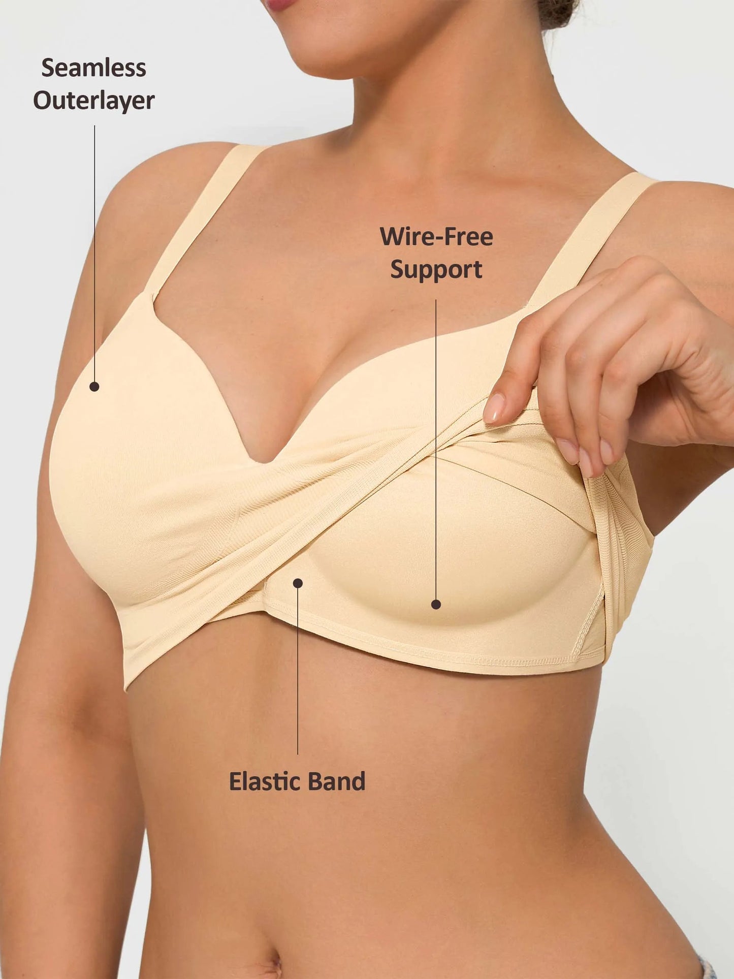 Feelingirl Wireless Push-Up Seamless Comfort Full Coverage Bra