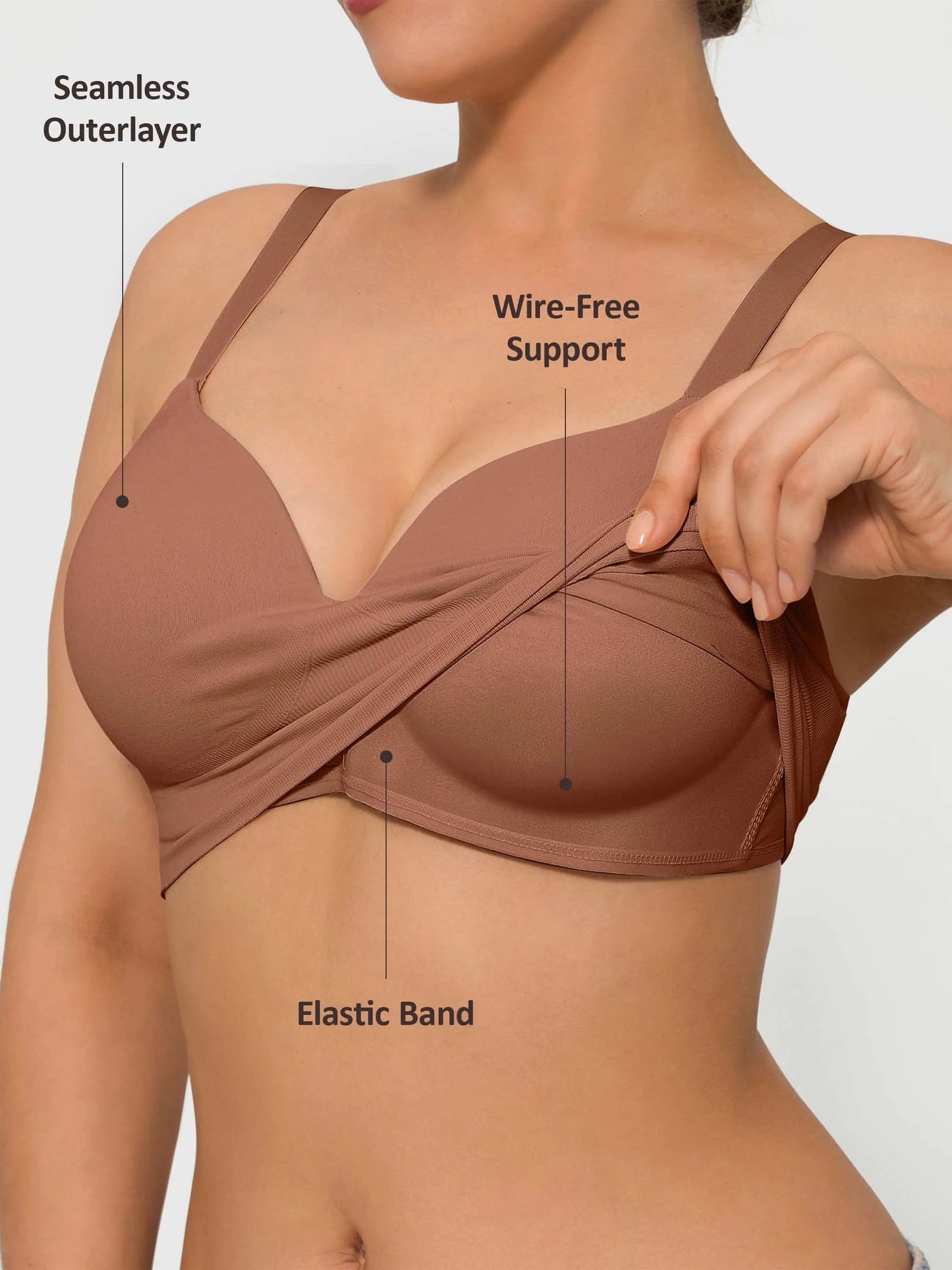 Feelingirl Wireless Push-Up Seamless Comfort Full Coverage Bra