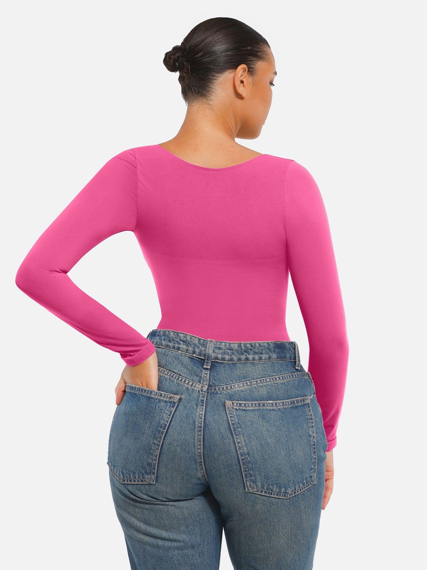 Feelingirl Seamless Long Sleeve Tummy Control Thong Bodysuit