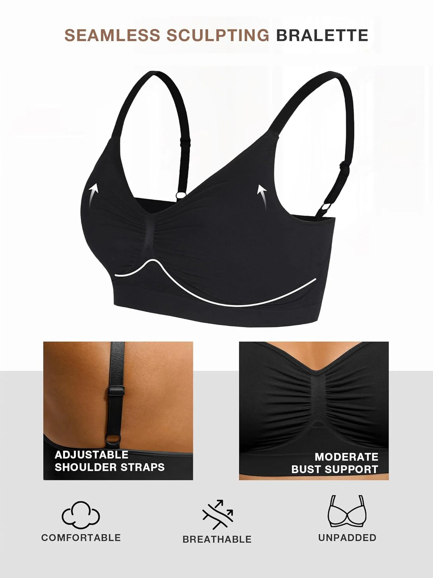 Feelingirl Seamless Everyday Bra with Built-In Soft Padding
