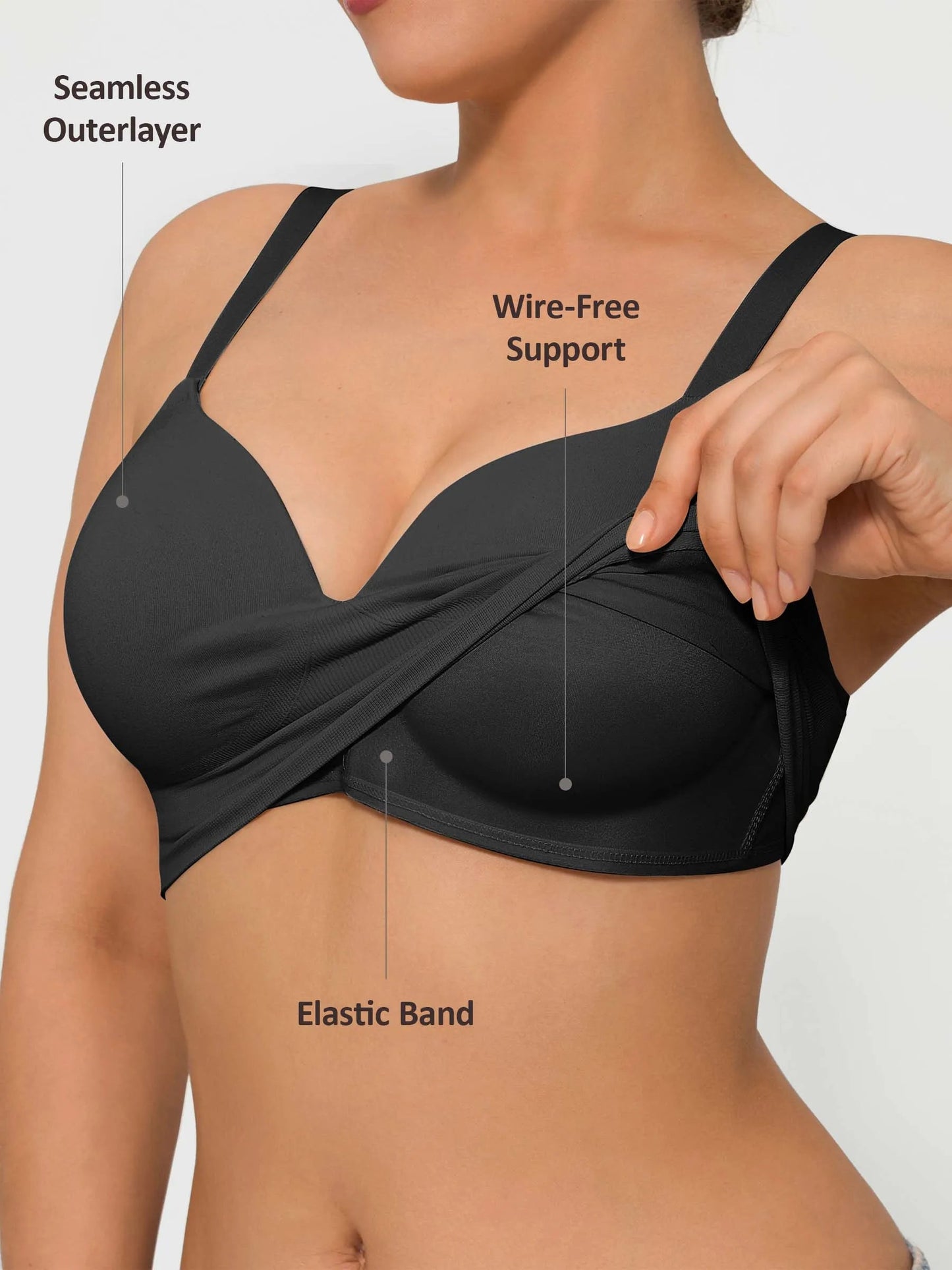 Feelingirl Wireless Push-Up Seamless Comfort Full Coverage Bra