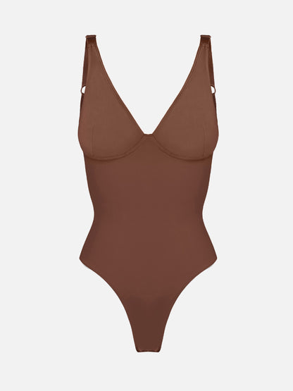 Feelingirl V Neck Tummy Control Shaping Bodysuit