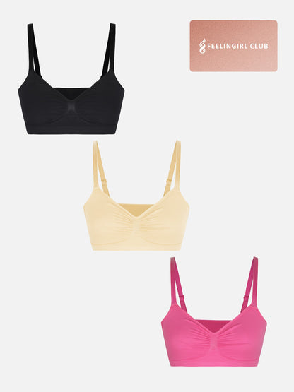 Feelingirl 3-Pack Smooth Seamless Wireless Bra Bundle