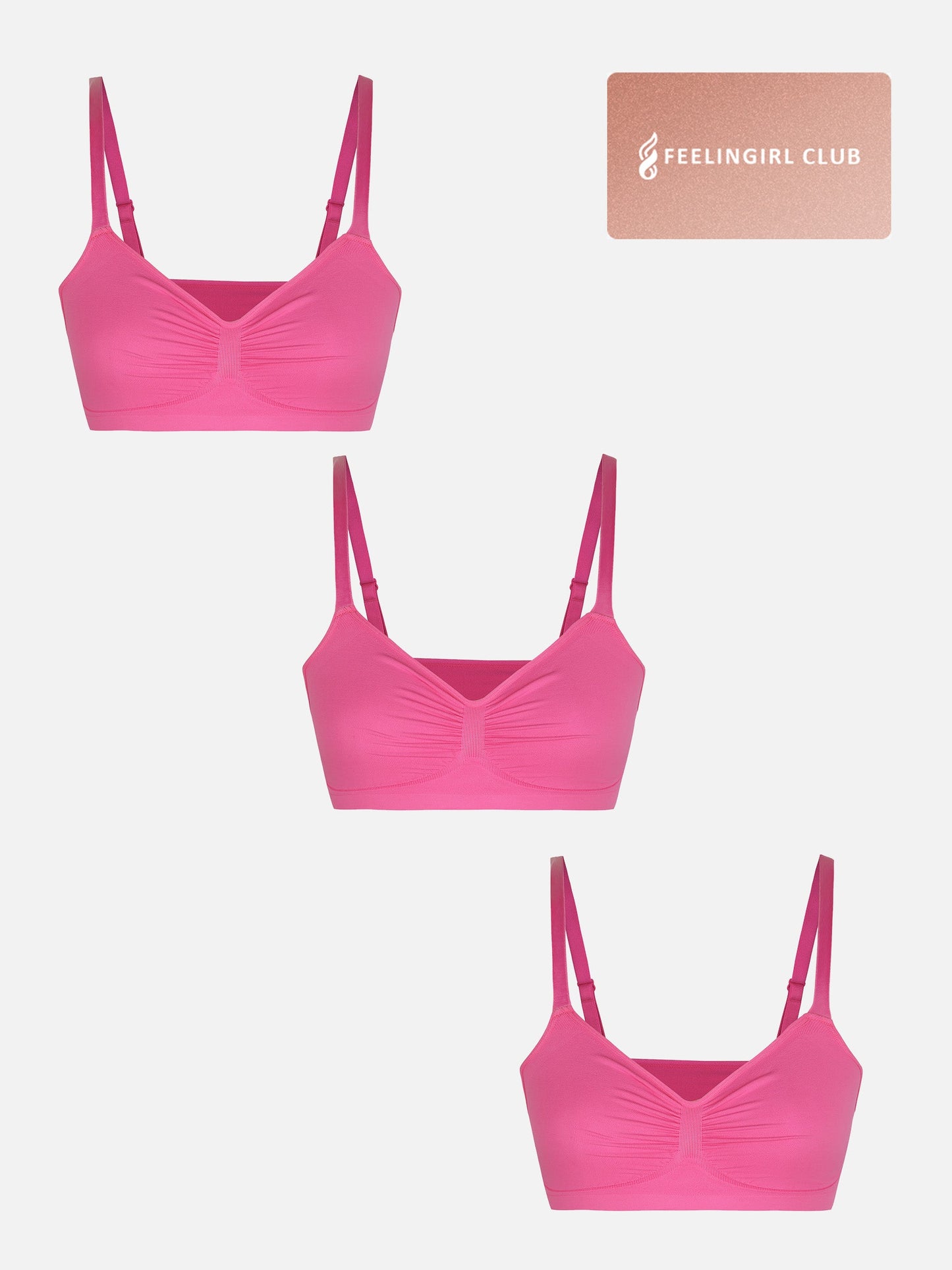 Feelingirl 3-Pack Smooth Seamless Wireless Bra Bundle