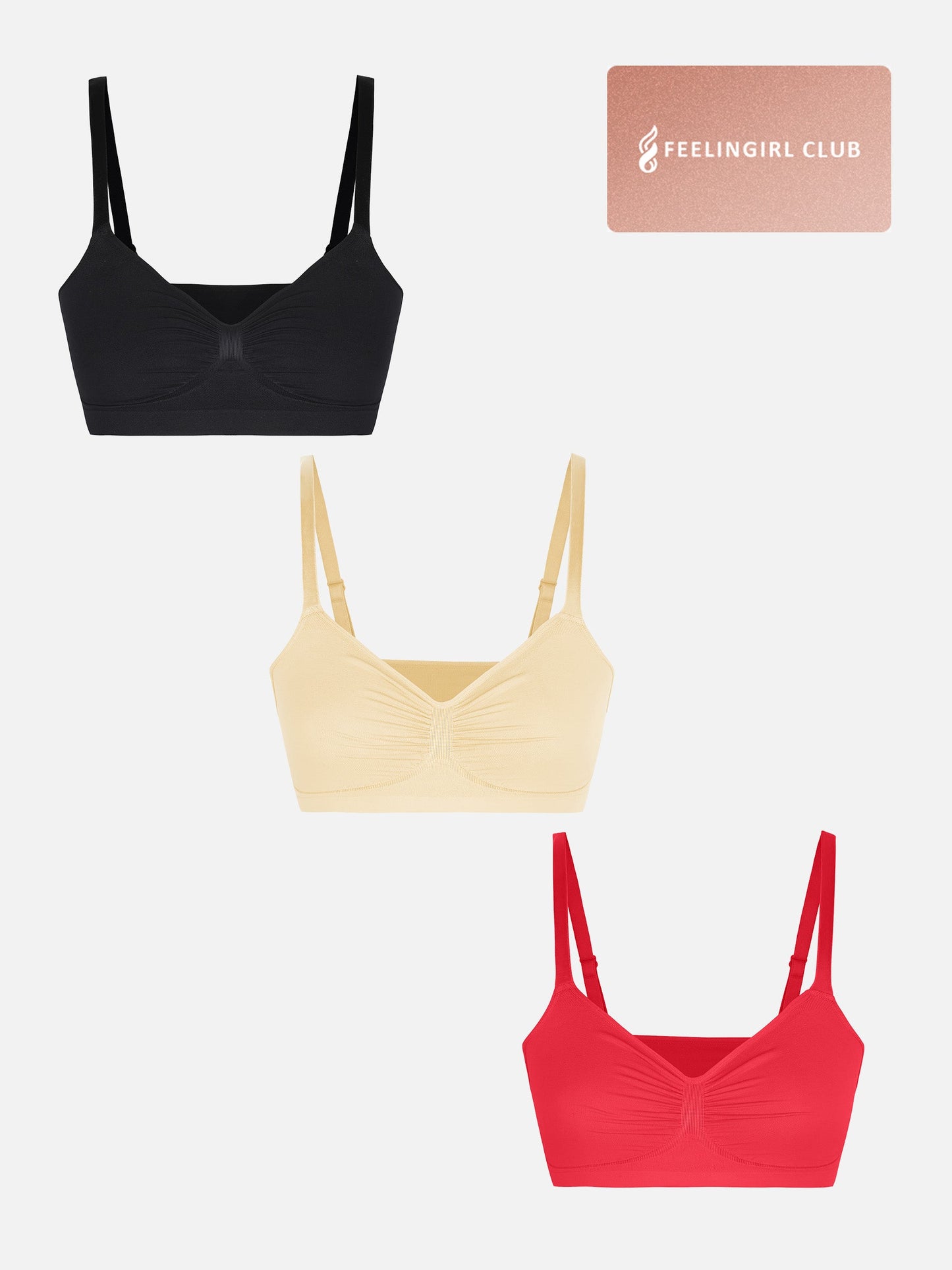 Feelingirl 3-Pack Smooth Seamless Wireless Bra Bundle