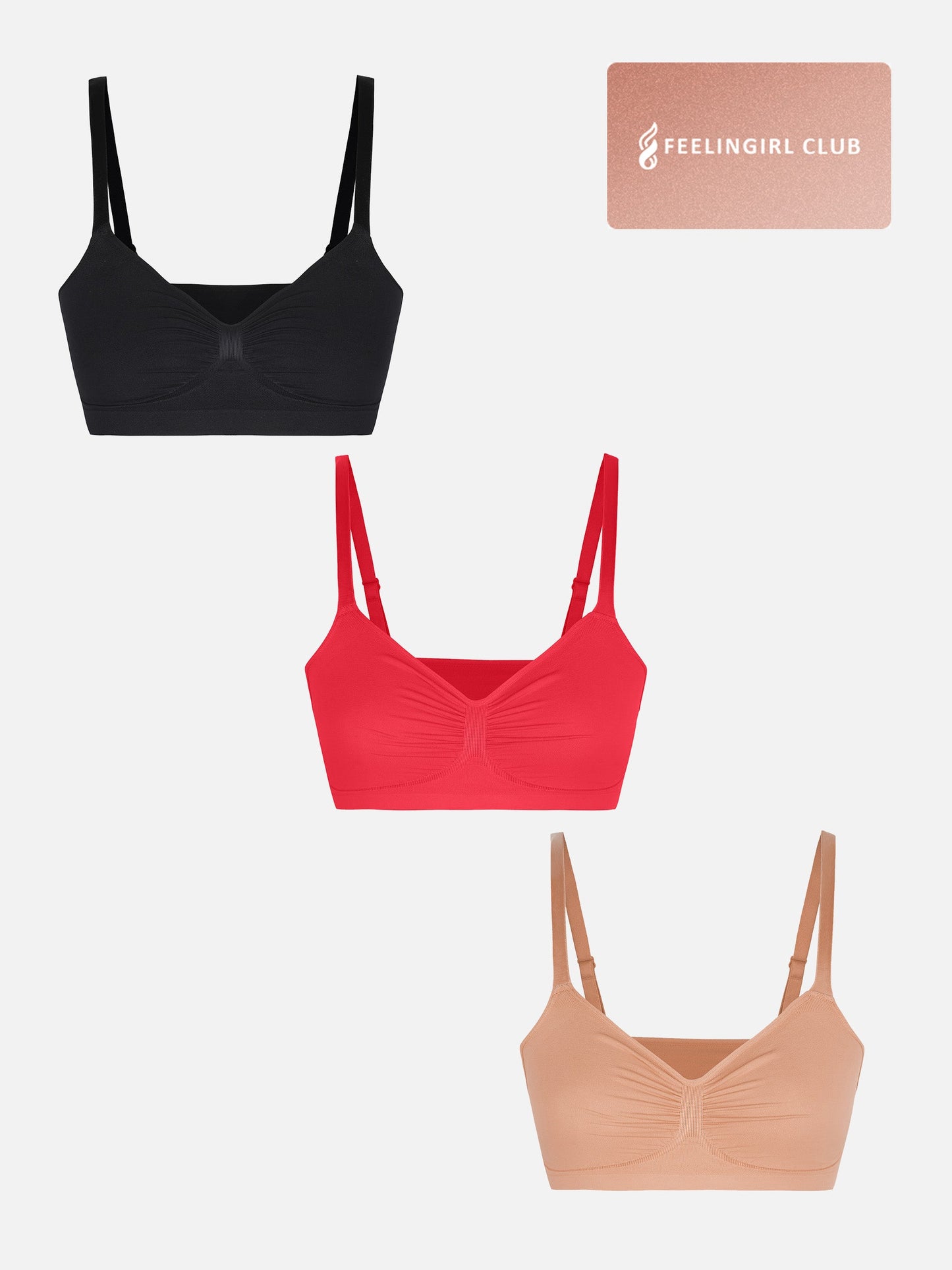 Feelingirl 3-Pack Smooth Seamless Wireless Bra Bundle