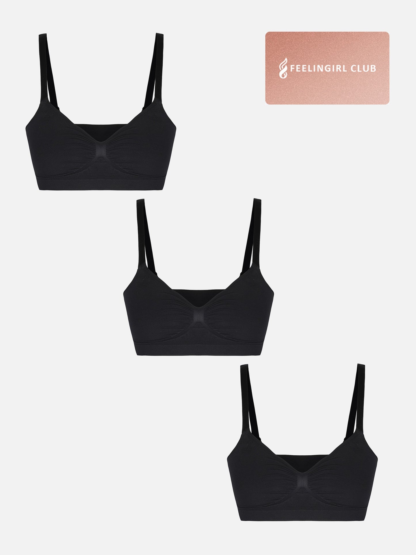 Feelingirl 3-Pack Smooth Seamless Wireless Bra Bundle