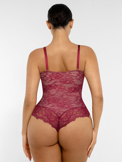 Feelingirl Lace V Neck Full Bodysuit