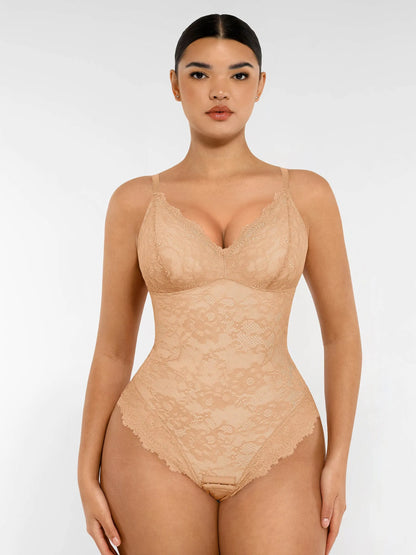 Feelingirl Lace V Neck Full Bodysuit Underwear