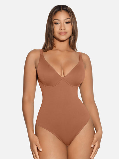 Feelingirl V Neck Tummy Control Shaping Bodysuit