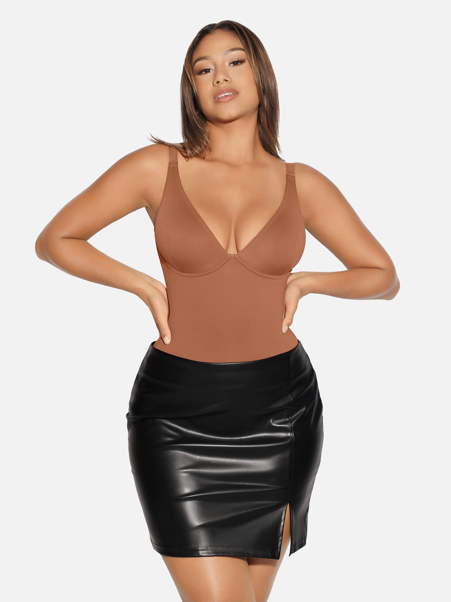 Feelingirl V Neck Tummy Control Shaping Bodysuit