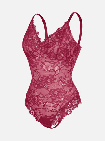 Feelingirl Lace V Neck Full Bodysuit