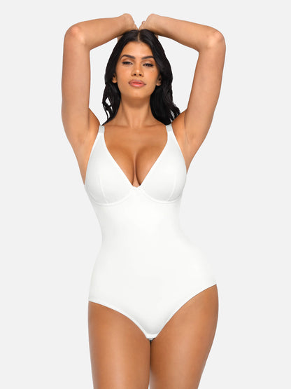 Feelingirl V Neck Tummy Control Shaping Bodysuit