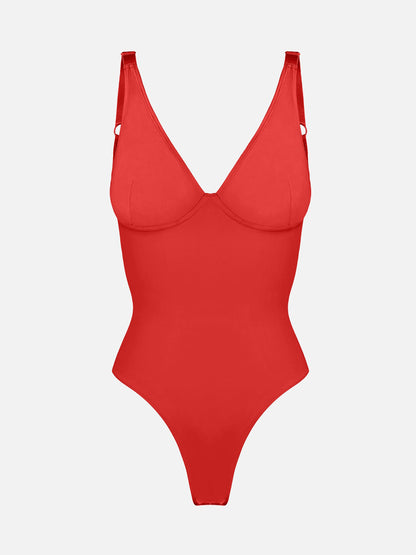 Feelingirl V Neck Tummy Control Shaping Bodysuit