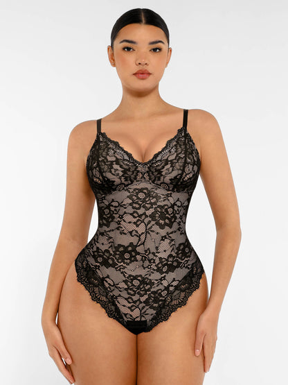 Feelingirl Lace V Neck Full Bodysuit Underwear