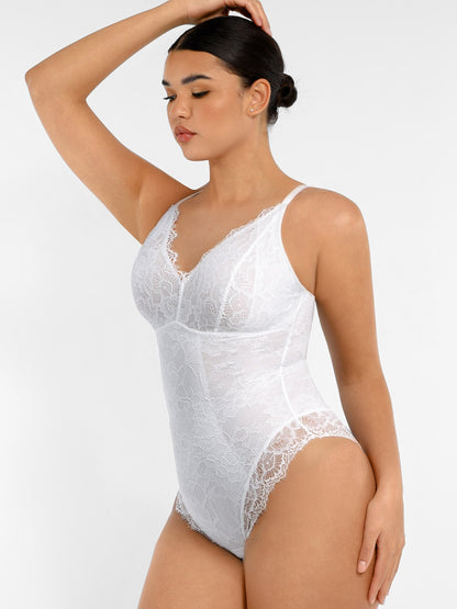 Feelingirl Lace V Neck Full Bodysuit Underwear