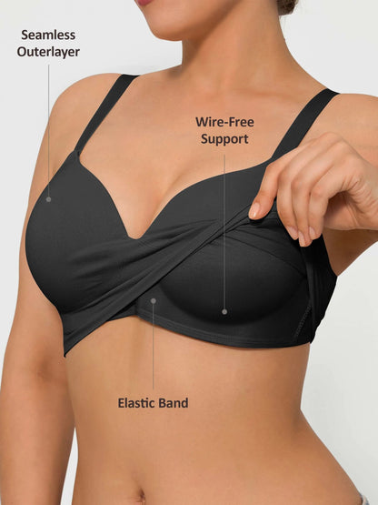 Feelingirl Wireless Push-Up Seamless Comfort Full Coverage Bra